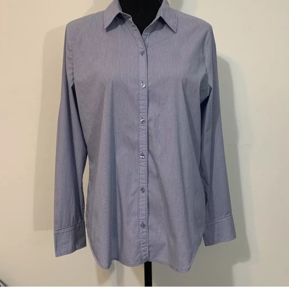 Worthington Women's Blue White Button-Up Long Sleeve Blouse Size extra Large - Picture 2 of 4